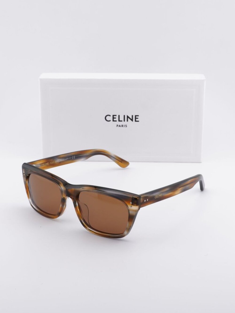 Celine CL40060F 55J Square Sunglasses - Brown / Roviex